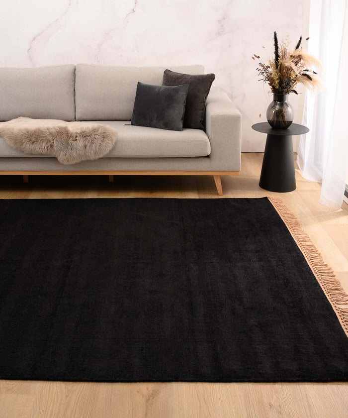 Tapeso Viscose vloerkleed - Gem zwart - 140x200 cm