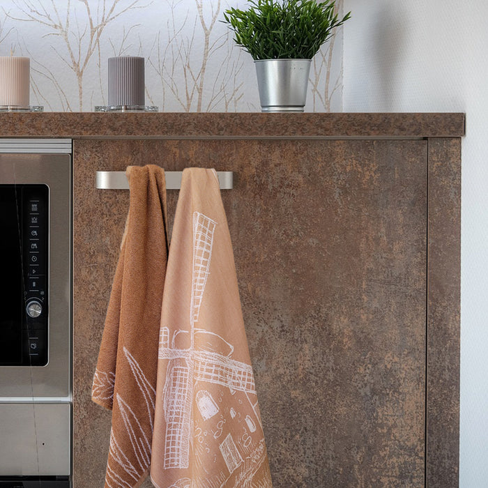 Seashell luxe theedoeken - set|6 - molen - bruin