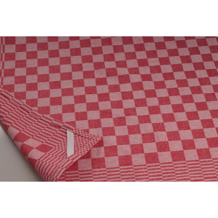 Luxe theedoeken 12 stuks 50x70 - blok ruit rood