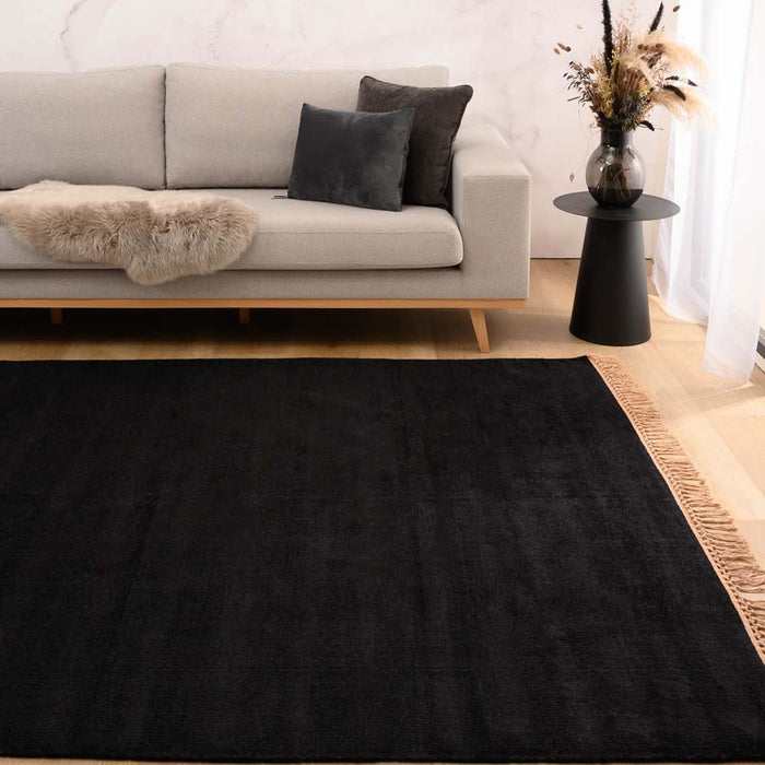 Tapeso Viscose vloerkleed - Gem zwart - 240x340 cm