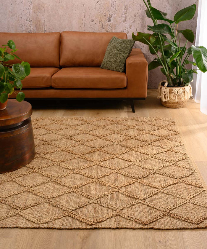 Nordic Weavers Jute vloerkleed ruiten - Forde naturel - 160x230 cm