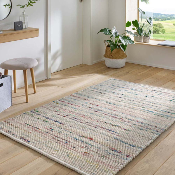 Tapeso Wollen vloerkleed - Bokn wit|multi - 200x290 cm