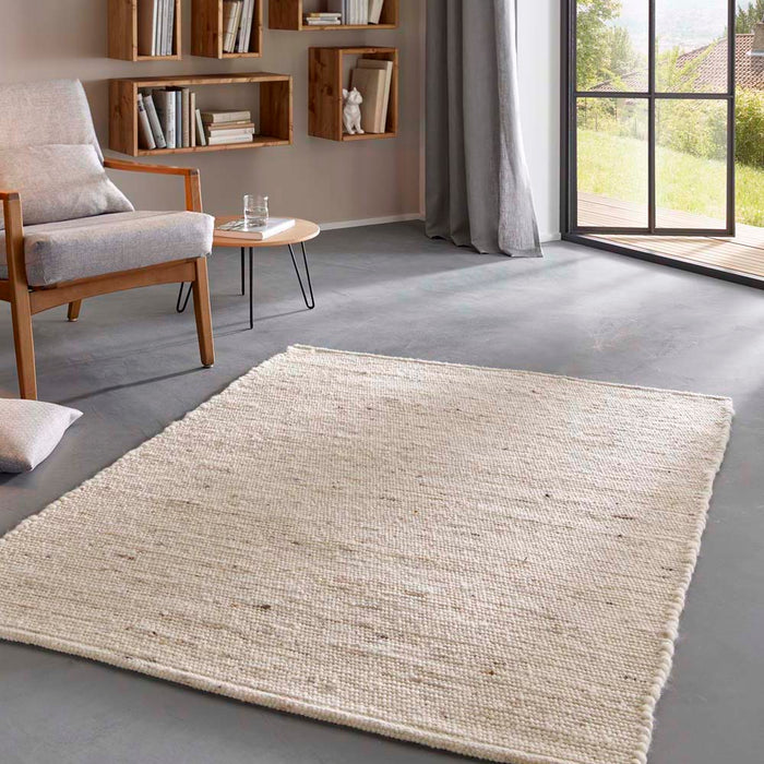 Tapeso Wollen loper - Bokn crème beige - 70x240 cm