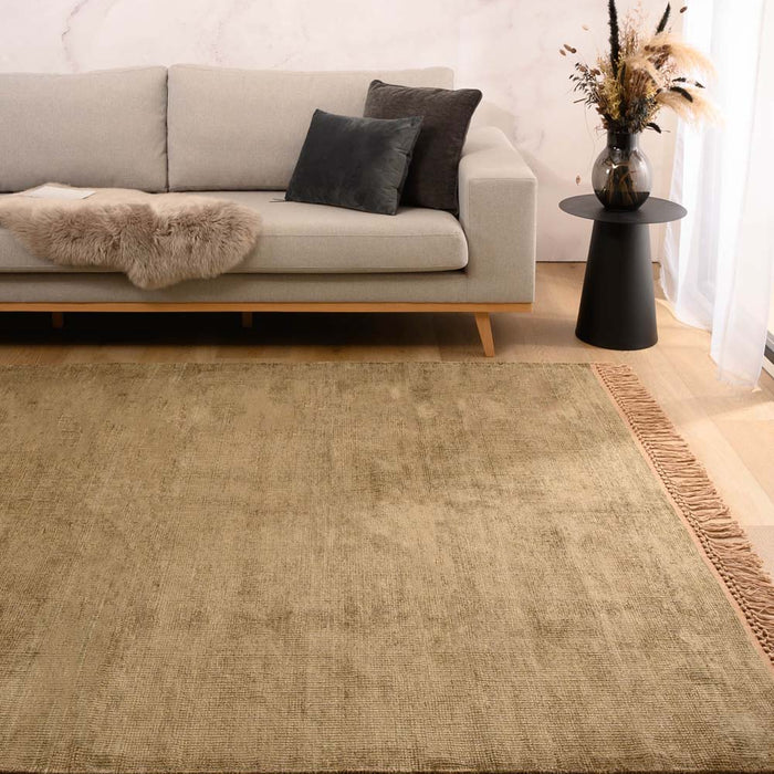 Tapeso Viscose vloerkleed - Gem olijfgroen - 160x230 cm