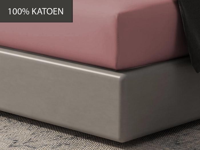 Hoeslaken - 100% natuurlijk katoen - 180x200 - oud roze