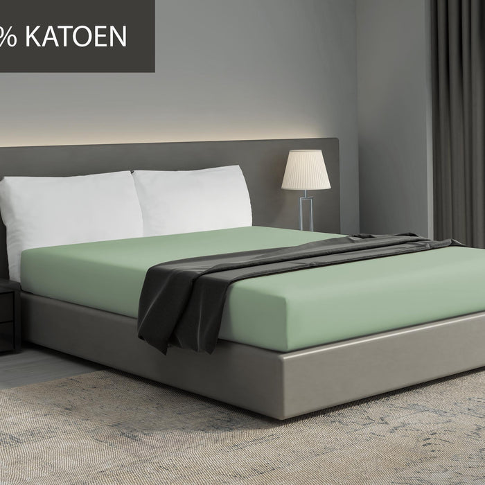 Hoeslaken - 100% natuurlijk katoen - 140x200 - mint groen