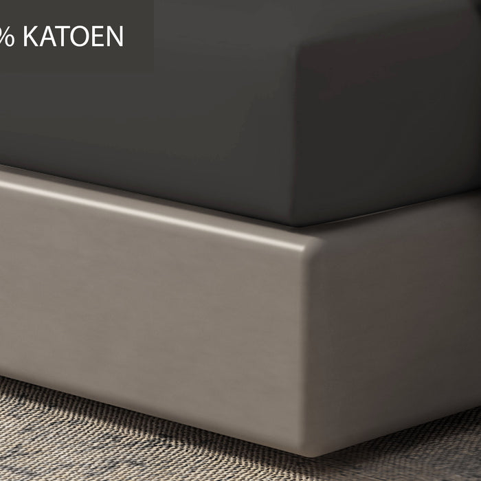 Hoeslaken - 100% natuurlijk katoen - 140x200 - antraciet