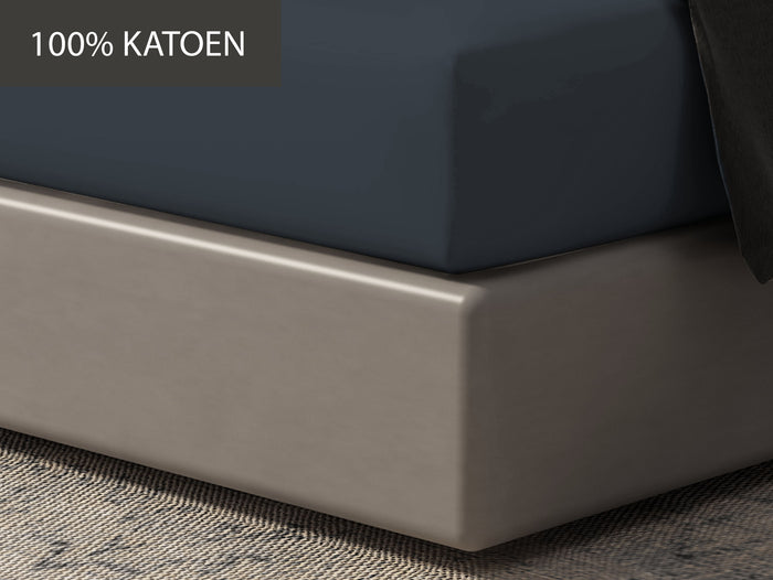 Hoeslaken - 100% natuurlijk katoen - 140x200 - navy blauw