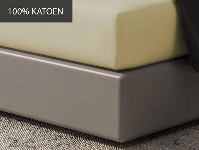 Hoeslaken - 100% natuurlijk katoen - 90x200 - licht geel