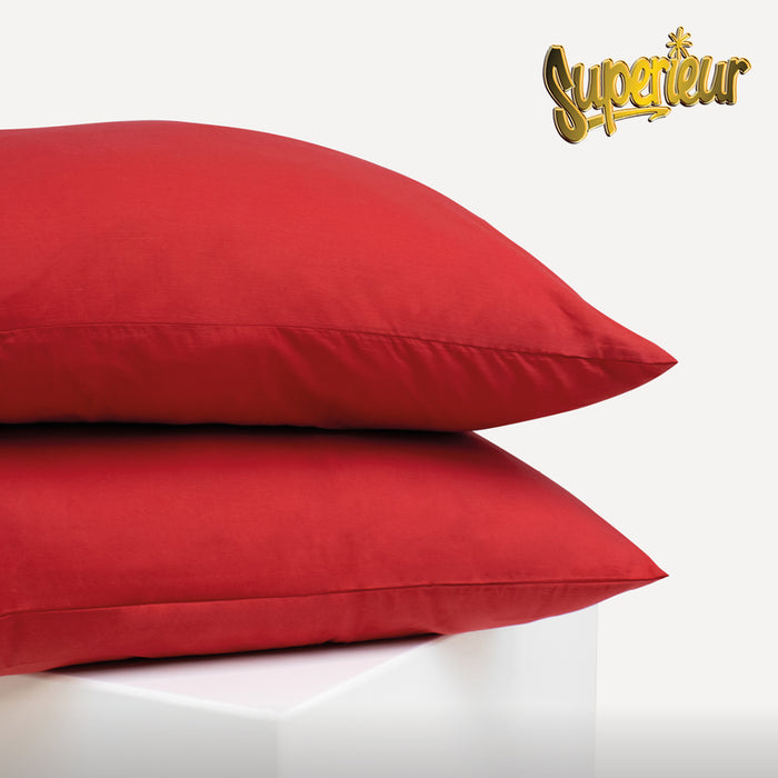 Superieur 100% Percaline katoen|Set van 2|Rode Kussensloop 60x70cm