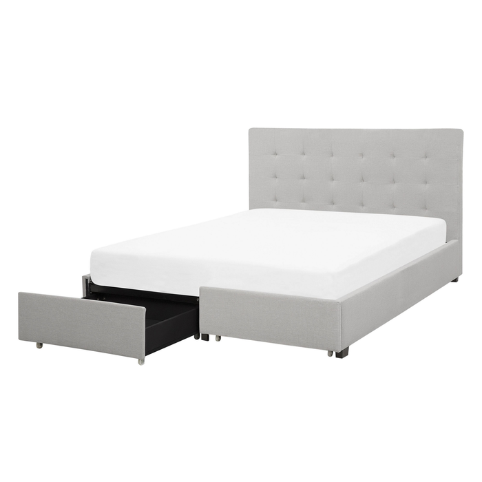 Beliani-ROCHELLE -Bed opbergruimte-Lichtgrijs-140 x 200 cm-Polyester