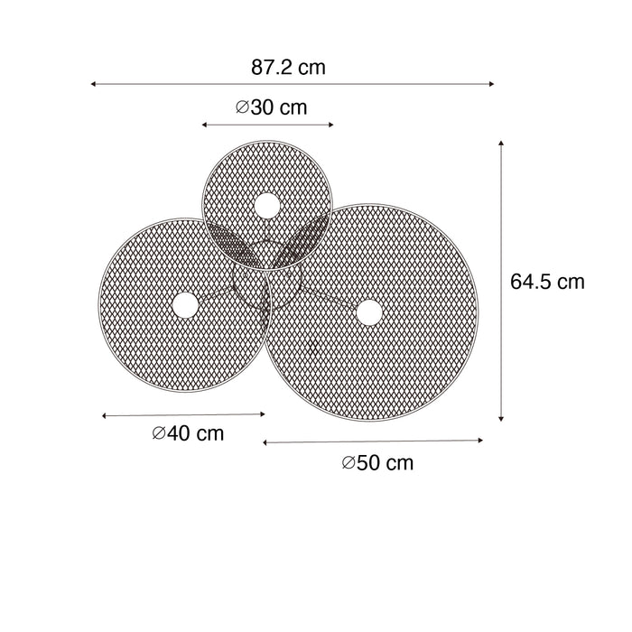 QAZQA Design plafondlamp zwart met mesh 3-lichts - Jane