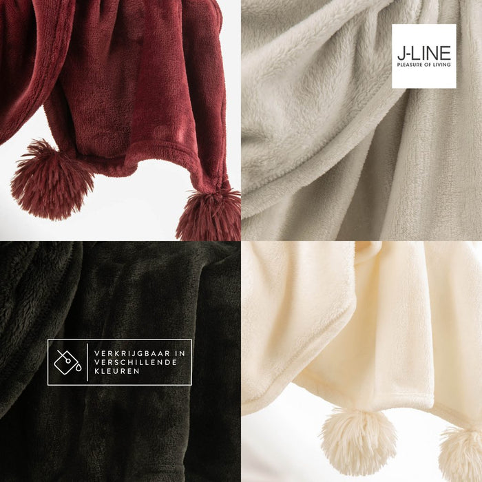 J-Line Plaid Pompom Creme