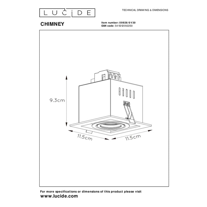Lucide CHIMNEY - Inbouwspot - 1xGU10 - Zwart