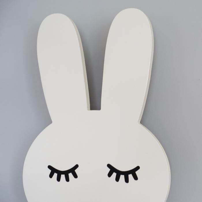 Houten wandlamp kinderkamer | Konijn - wit