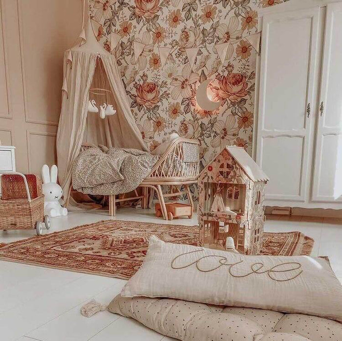 Houten wandlamp kinderkamer | Maan - blank