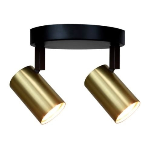 Expo Trading ETH ETH The Common Spot Zwart Mat Goud 2 Lichts Rond incl. GU10