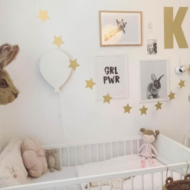 Houten wandlamp kinderkamer | Ballon - wit