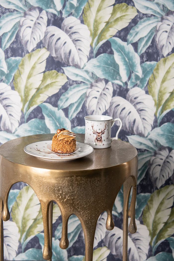 Clayre & Eef Ontbijtbord Ø 21 cm Wit Porselein Rendier Bord