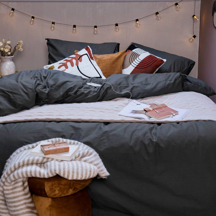 Dindi Home - Dekbedovertrek Plain Beauty - 260x220 - Zwart