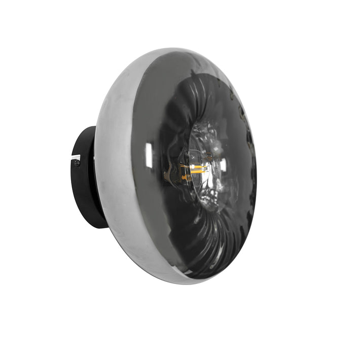 QAZQA Art Deco wandlamp zwart met smoke glas - Ayesha