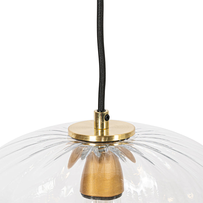 QAZQA Art Deco hanglamp goud met glas rond 3-lichts - Ayesha