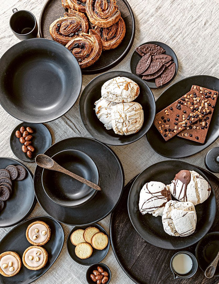 vtwonen Kommen - Set van 6 - Mat zwart - Porselein - Ø 12.5cm