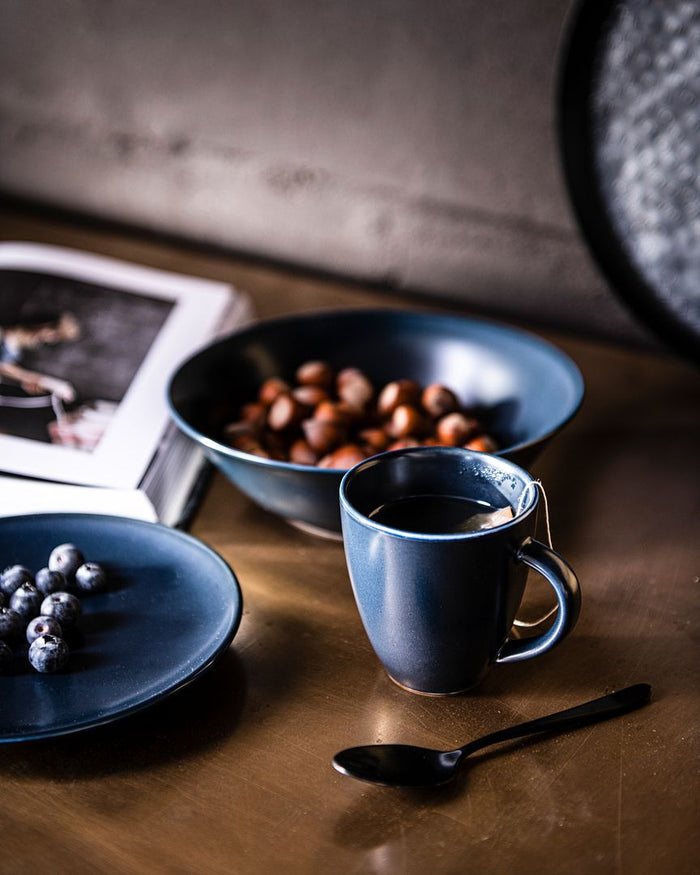 vtwonen Mok zonder Oor - Set van 6 - Mat blauw - Porselein - 250ml