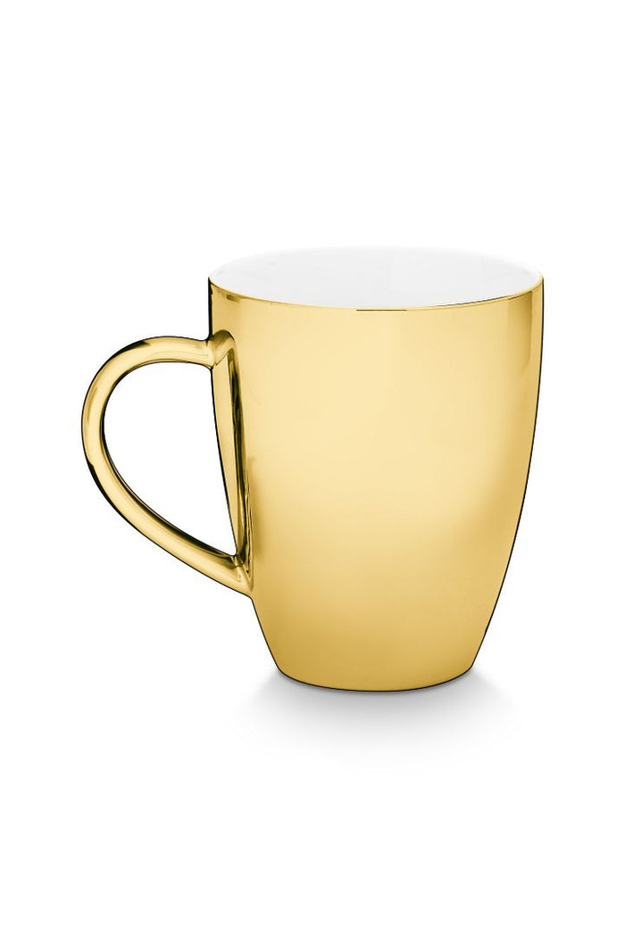 vtwonen XL Mokken met oor - Set van 4 - Goud - Porselein - 400ml