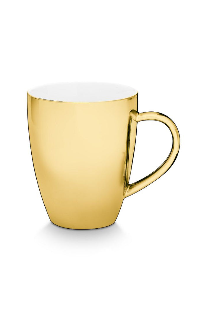 vtwonen XL Mokken met oor - Set van 4 - Goud - Porselein - 400ml