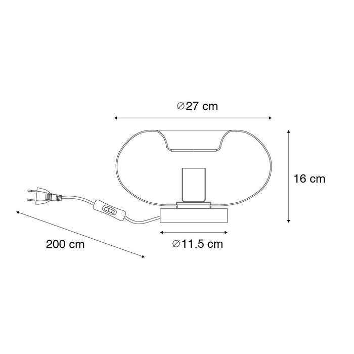 QAZQA Art Deco tafellamp zwart met smoke glas - Ayesha