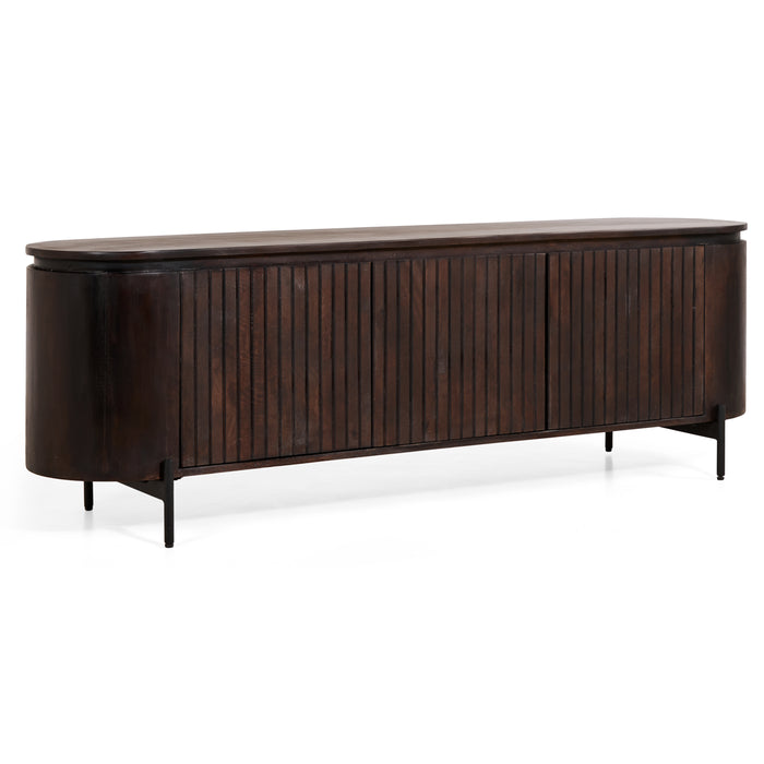 by fonQ Grand Tv-Meubel Donkerbruin Mangohout - B 175 cm