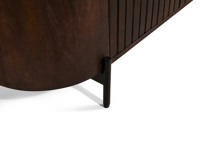 by fonQ Grand Tv-Meubel Donkerbruin Mangohout - B 210 cm