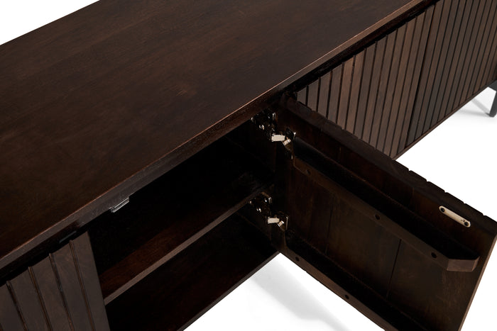 by fonQ Grand Tv-Meubel Donkerbruin Mangohout - B 210 cm