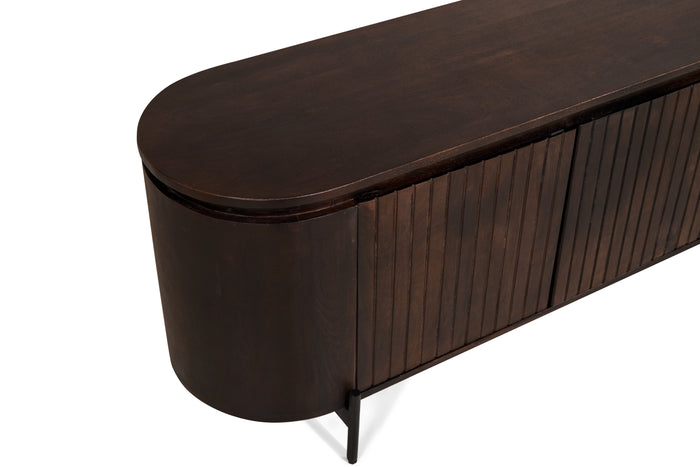 by fonQ Grand Tv-Meubel Donkerbruin Mangohout - B 210 cm