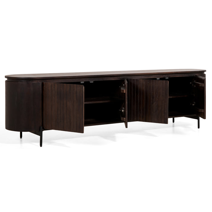 by fonQ Grand Tv-Meubel Donkerbruin Mangohout - B 210 cm