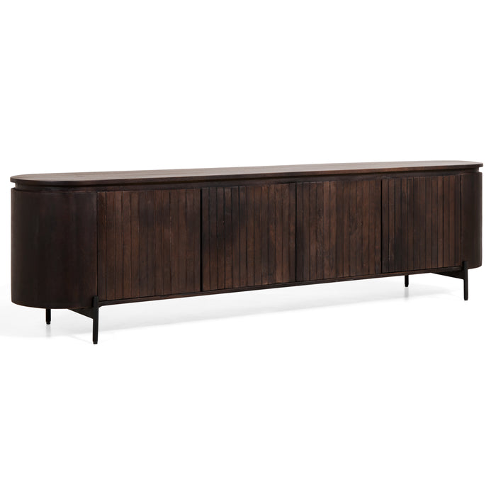 by fonQ Grand Tv-Meubel Donkerbruin Mangohout - B 210 cm