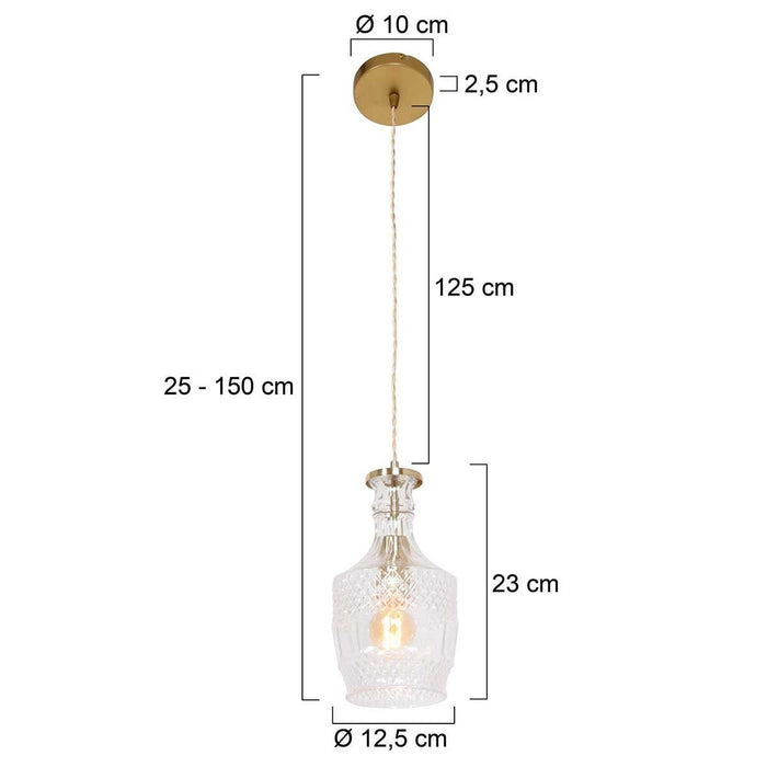 Mexlite Grazio glass hanglamp – E27 (grote fitting) – messing