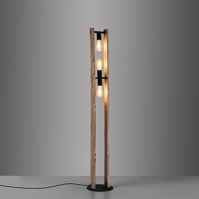 Paul Neuhaus - Log - Vloerlamp 3 lichts zwart|hout h:150cm