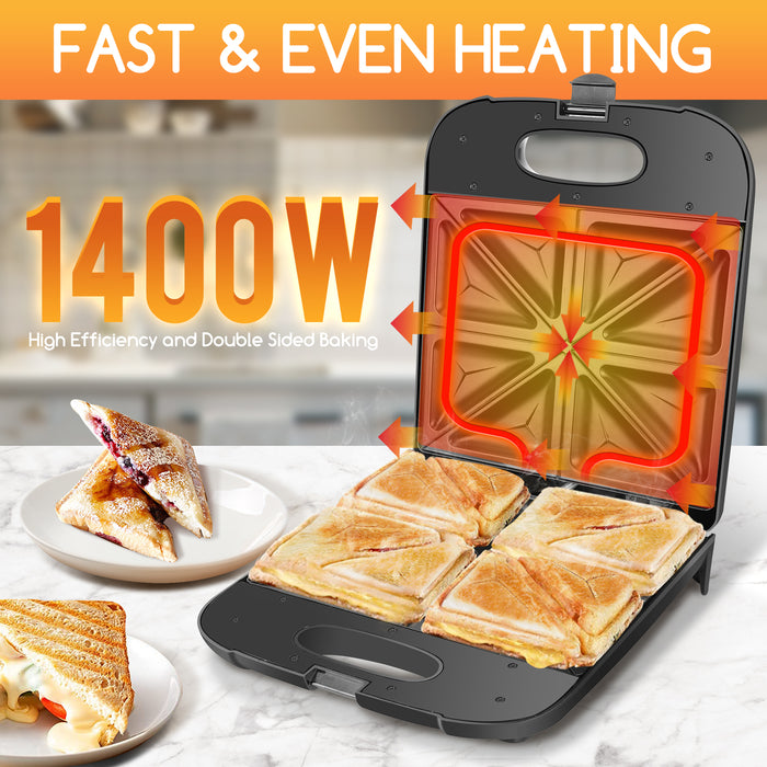 Aigostar Tosti-ijzer - Contactgrill - 1400w - zwart - Dylan