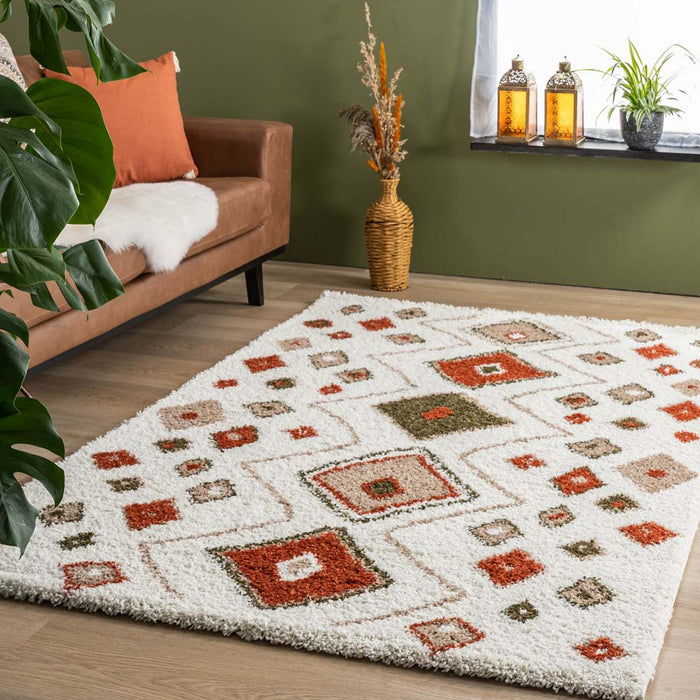 Boho&me Hoogpolig vloerkleed bohemian Artisan - wit|multi - 140x200 cm