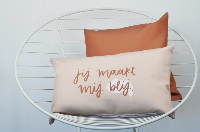 Villa Madelief buitenkussen Jij maakt mij blij (40x40cm)