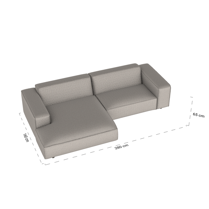 by fonQ Chunky Hoekbank met Chaise Longue Links - Beige