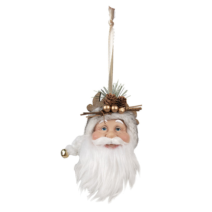 Clayre & Eef Kersthanger Kerstman 10x9x28 cm Wit Kunststof