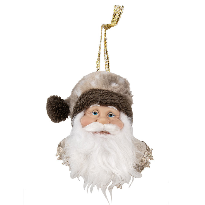 Clayre & Eef Kersthanger Kerstman 10x9x28 cm Bruin Kunststof