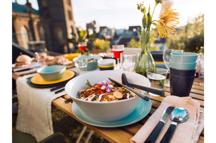 Saladebestek Bloom 2-delig - Pebble white