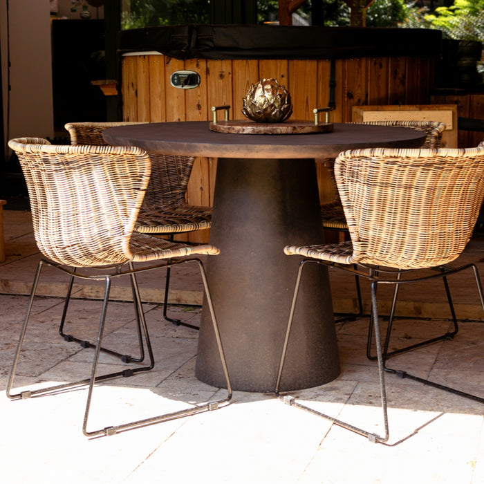 WOOOD Eettafel Damon Ø 100 cm - Betonlook Donkerbruin