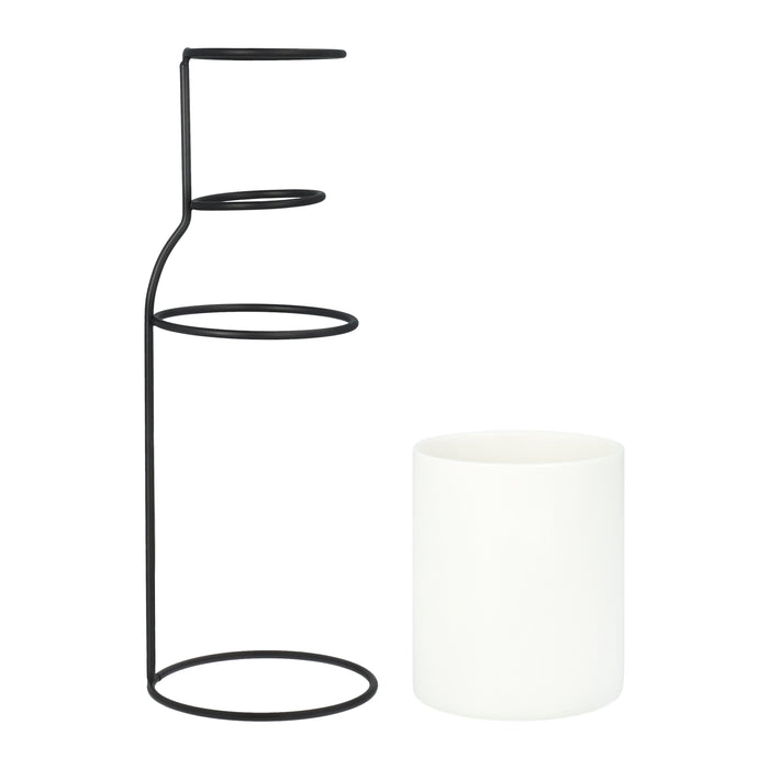 QUVIO Vaas - Keramiek met metalen frame