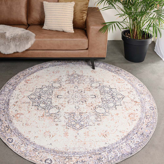 Heritaged Rond vintage vloerkleed - Fade No.2 grijs - 190 cm