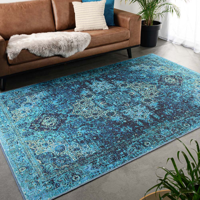 Heritaged Vintage vloerkleed - Fade No.2 blauw - 76x150 cm